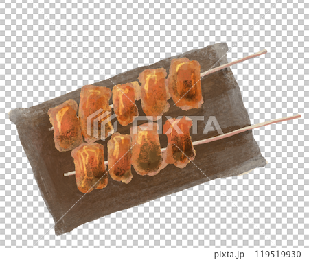 炭火焼き鳥(タレ•鶏もも)の手描きイラスト 119519930