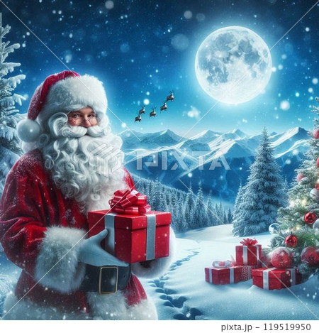 プレゼントを持っているサンタクロース プレゼントを持っているサンタクロース 119519950