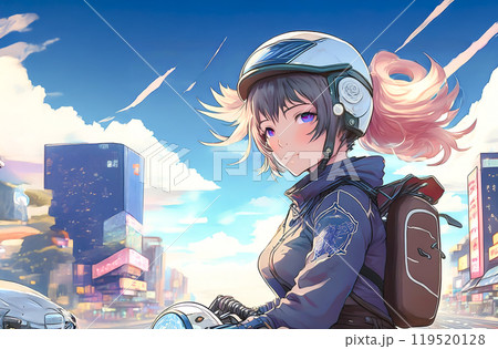 バイクに乗る女性のイメージ素材 119520128