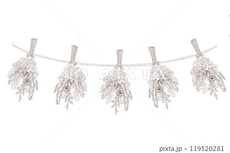 ドライフラワーのガーランドの線画ブラウン 119520281