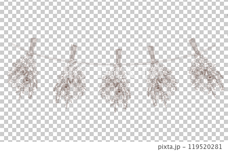 ドライフラワーのガーランドの線画ブラウン 119520281