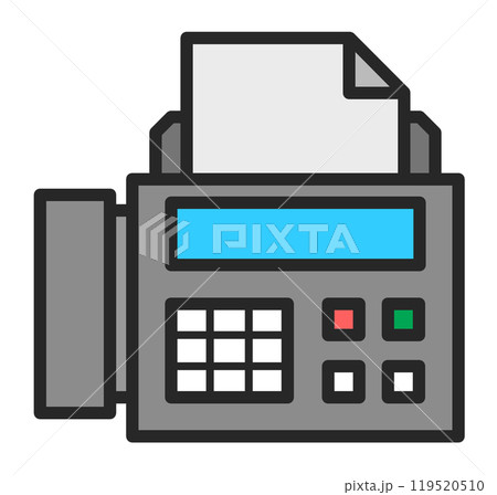 連絡などをファックス送信したり受信するFAX機器のイラスト 119520510