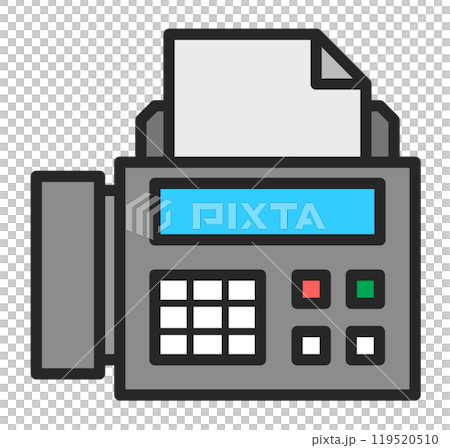 連絡などをファックス送信したり受信するFAX機器のイラスト 119520510