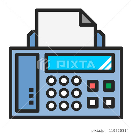 連絡などをファックス送信したり受信するFAX機器のイラスト 119520514