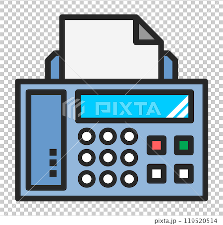 連絡などをファックス送信したり受信するFAX機器のイラスト 119520514