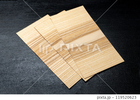 Rectangular Veneer Sheets on Black Background Rectangular Veneer Sheets on Black Background 119520623