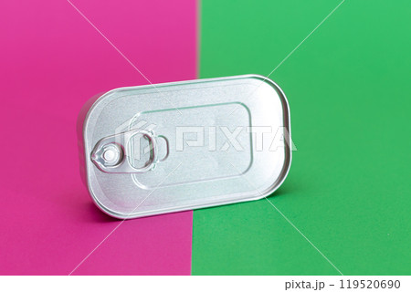 Tin Can on Split Green and Cyan Background Tin Can on Split Green and Cyan Background 119520690