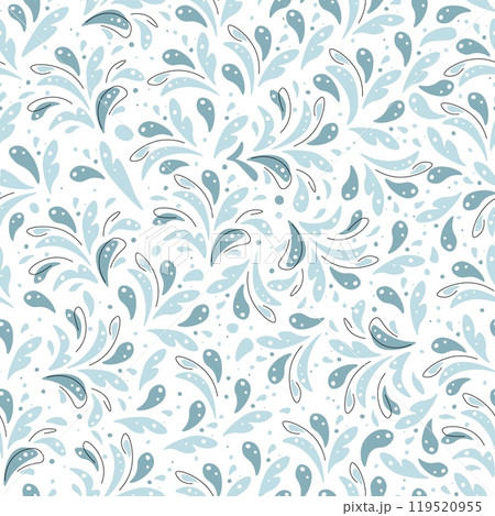 Seamless pattern with water splashes in flat style. Repeating background with splashes, drops. Abstract background for fabric, wallpaper, wrapping paper, scrapbooking, etc. Seamless pattern with water splashes in flat style. Repeating background with splashes, drops. Abstract background for fabric, wallpaper, wrapping paper, scrapbooking, etc. 119520955