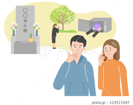弔いの形式について悩む夫婦 119521097