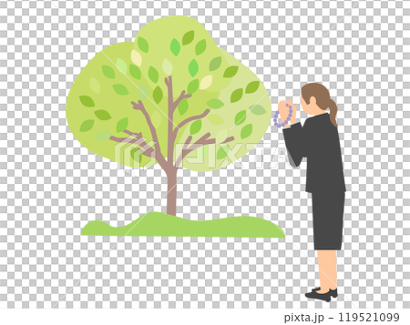 お墓に手を合わせる人のイメージイラスト 119521099