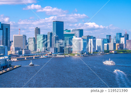 日本の東京都市景観　新橋や汐留、竹芝などを望む＝13日 119521390