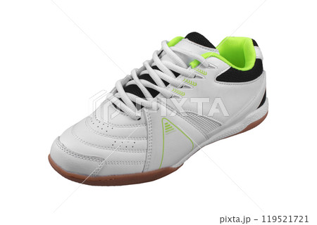 White sneaker with black inserts on a white background. 119521721