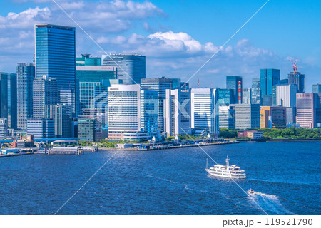 日本の東京都市景観　新橋や汐留、竹芝などを望む＝13日 119521790