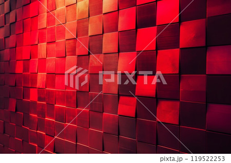 Bold and dramatic abstract background featuring a pattern of red geometric shapes with striking lighting 119522253