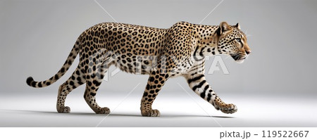 A Majestic Leopard Gracefully Walking Through Its Natural Habitat in the Wilderness of Africa 119522667