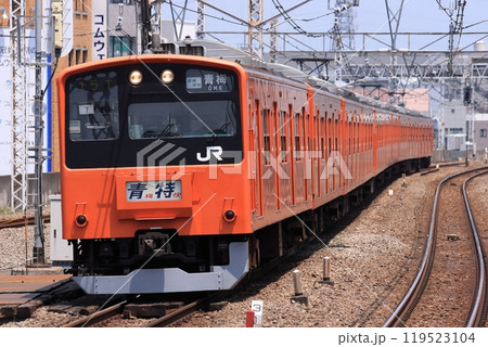 連続複々線の高架橋を走る中央線201系電車_2010/6/10撮影 連続複々線の高架橋を走る中央線201系電車_2010/6/10撮影 119523104