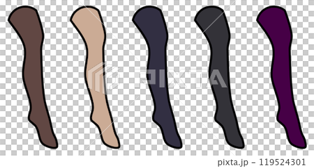 Color samples of stockings worn by women with beautiful legs 119524301