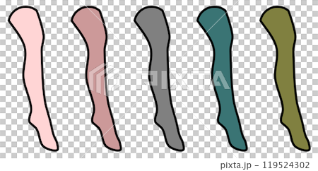 Color samples of stockings worn by women with beautiful legs 119524302
