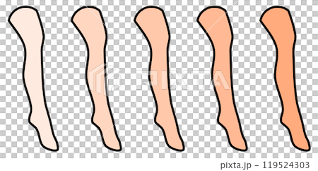 Color samples of stockings worn by women with beautiful legs 119524303