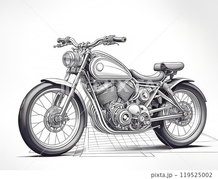 レトロなバイクのイラスト 119525002