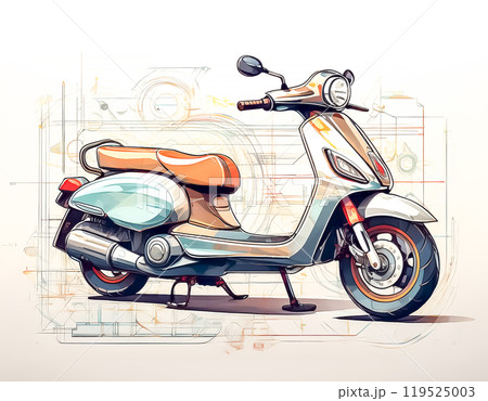 スクーターバイクのデザイン画のイメージ素材 119525003