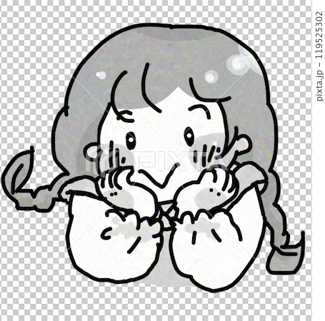 一個下巴休息姿勢的女孩 119525302