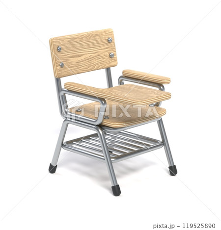 Writing pad student chair Side view 3D 119525890