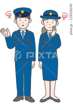 悩みがある警察官の全身イラスト1 119526240