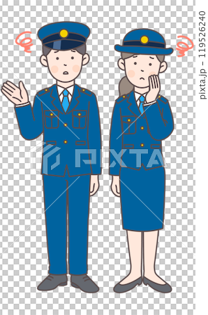 悩みがある警察官の全身イラスト1 119526240