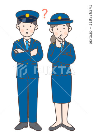 悩んでいる警察官の全身イラスト1 悩んでいる警察官の全身イラスト1 119526241
