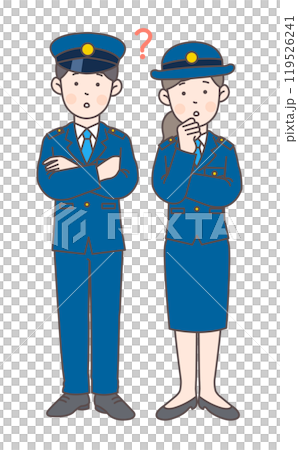 悩んでいる警察官の全身イラスト1 悩んでいる警察官の全身イラスト1 119526241