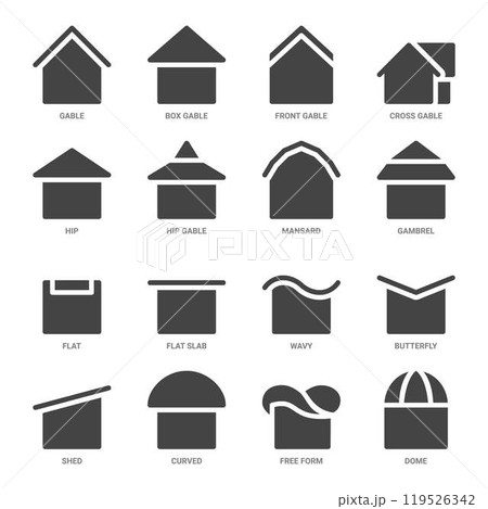roof types solid icon set roof types solid icon set 119526342