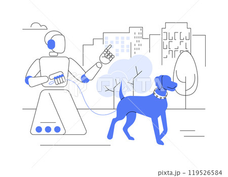 Dog walking robot isolated cartoon vector illustrations. 119526584