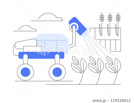 Spraying robot isolated cartoon vector illustrations. 119526612