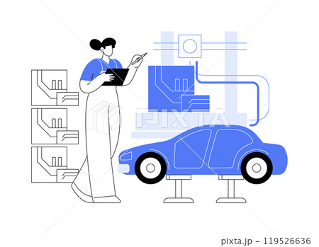 3D printed automotive parts isolated cartoon vector illustrations. 119526636