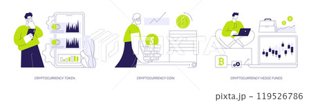 Cryptocurrency market abstract concept vector illustrations. Cryptocurrency market abstract concept vector illustrations. 119526786