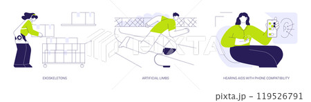 Human augmentation abstract concept vector illustrations. Human augmentation abstract concept vector illustrations. 119526791