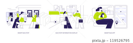 Smart city public transportation abstract concept vector illustrations. Smart city public transportation abstract concept vector illustrations. 119526795