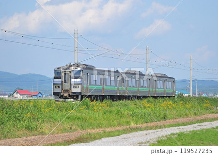 札沼線　石狩太美ーあいの里公園　JR北海道　キハ201系　D-104編成（苗穂） 119527235