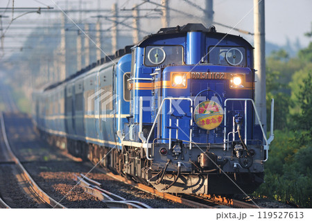 千歳線　島松－北広島　JR北海道　DD51-1102（函館）＋14系＋24系（札幌）　はまなす 119527613