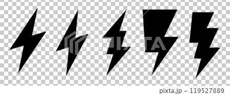 Lightning icon vector simple silhouette black Lightning icon vector simple silhouette black 119527889