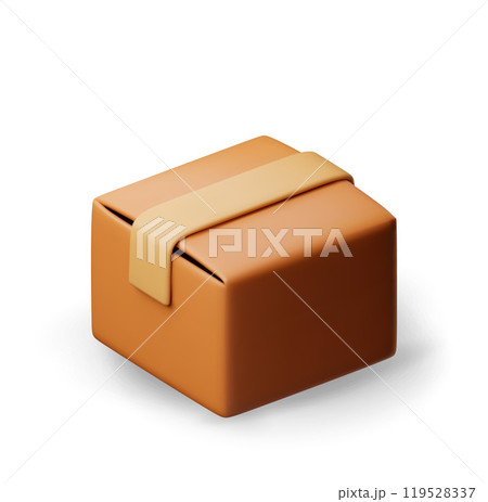3D carton packaging box isolated on white. 119528337