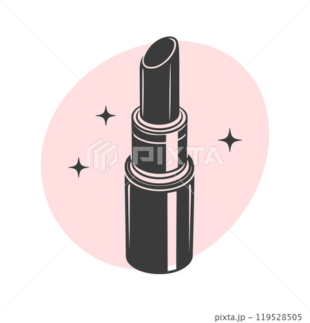 Lipstick silhouette, lip gloss tube. Beauty salon logo. Lipstick tube icon. Illustration Lipstick silhouette, lip gloss tube. Beauty salon logo. Lipstick tube icon. Illustration 119528505