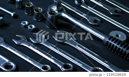 Chrome Vanadium Wrenches And Socket Spanners Angle View Chrome Vanadium Wrenches And Socket Spanners Angle View 119528639