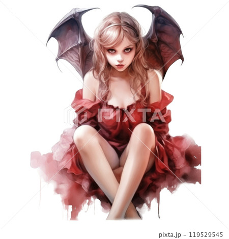 A Woman with Bat Wings Wearing a Red Dress A Woman with Bat Wings Wearing a Red Dress 119529545