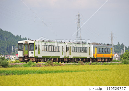 磐越西線　新関ー北五泉　JR東日本　キハ110-223＋キハ110-203＋キハE120-3（新津） 119529727