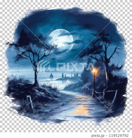 A Moonlit Path Through a Mystical Landscape 119529792