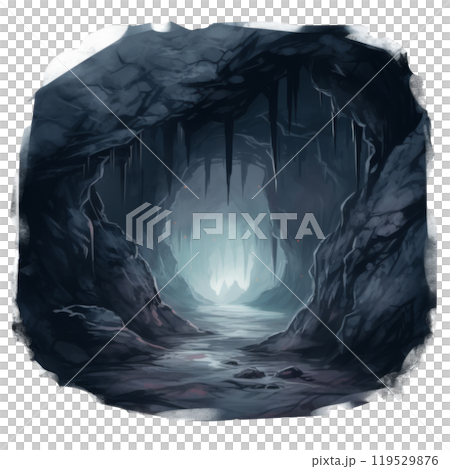 A Dark and Mysterious Cave Entrance with Glowing Eyes A Dark and Mysterious Cave Entrance with Glowing Eyes 119529876