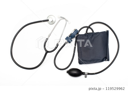 Tonometer. pressure measuring device on a white background. top view 119529962