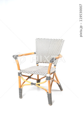 wicker designer chair with backrest isolated on white background 119530007
